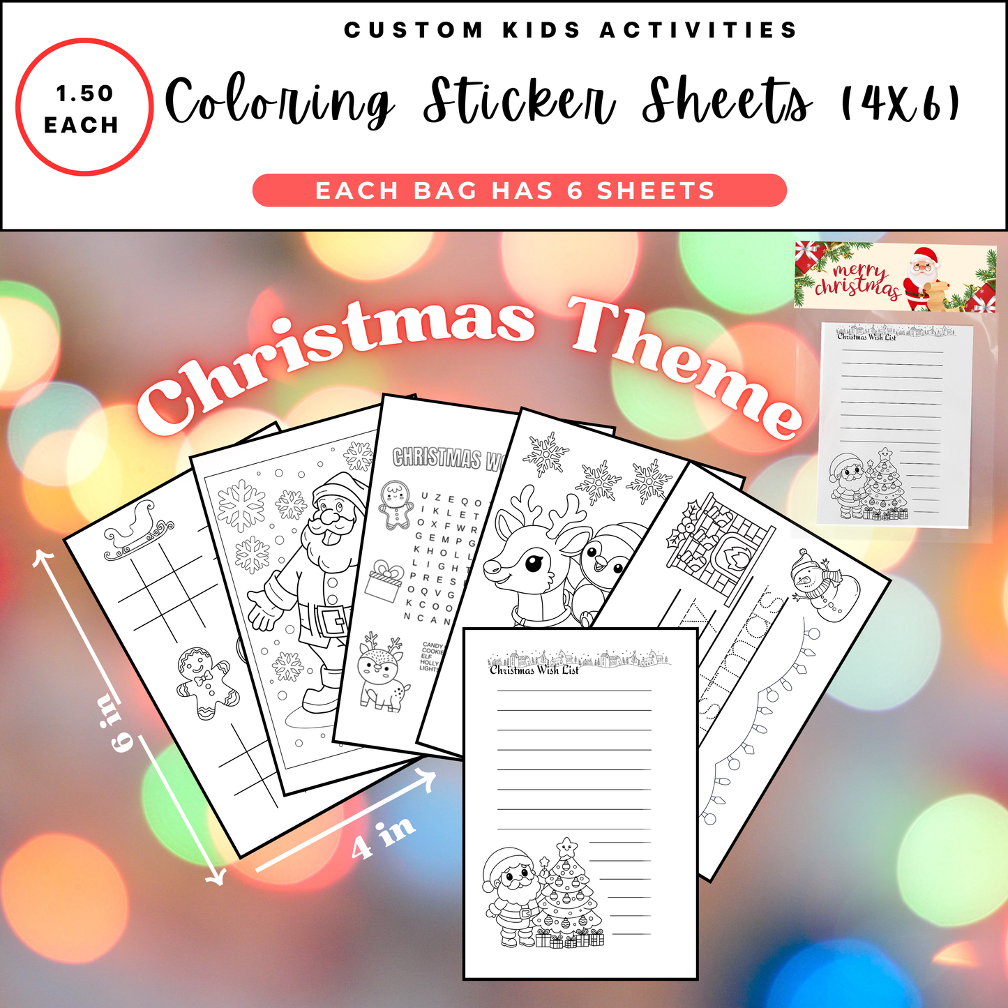 Party Favor Coloring sheets Christmas theme