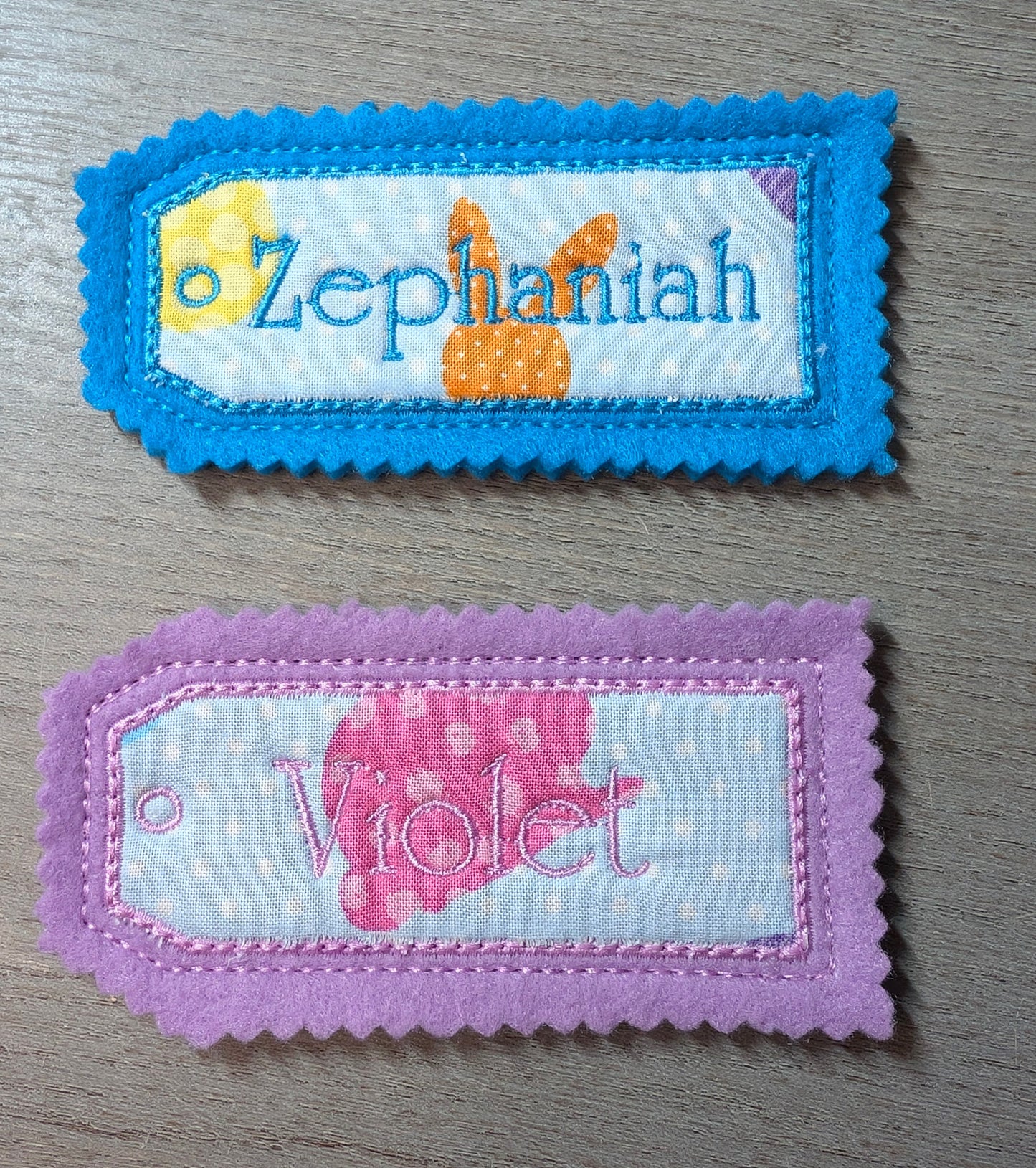 Easter basket embroidery name tags
