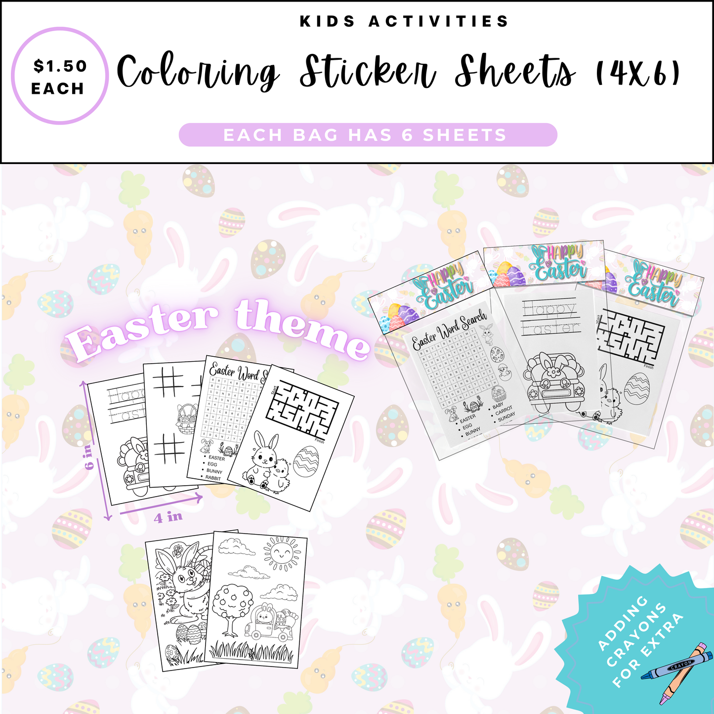 Party Favor Coloring sheets Easter theme