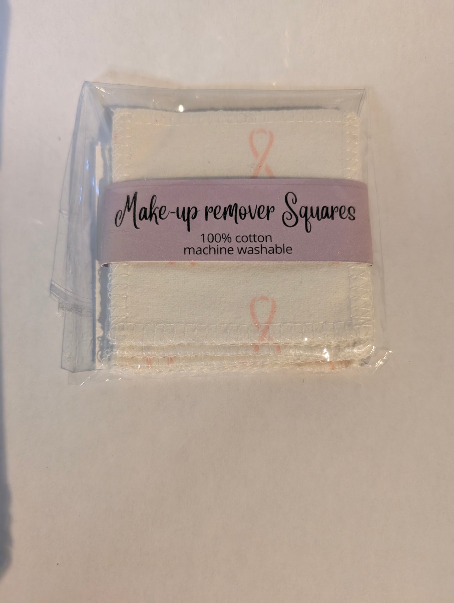 Breast Cancer Support Ribbon Reusable Makeup Remover Squares