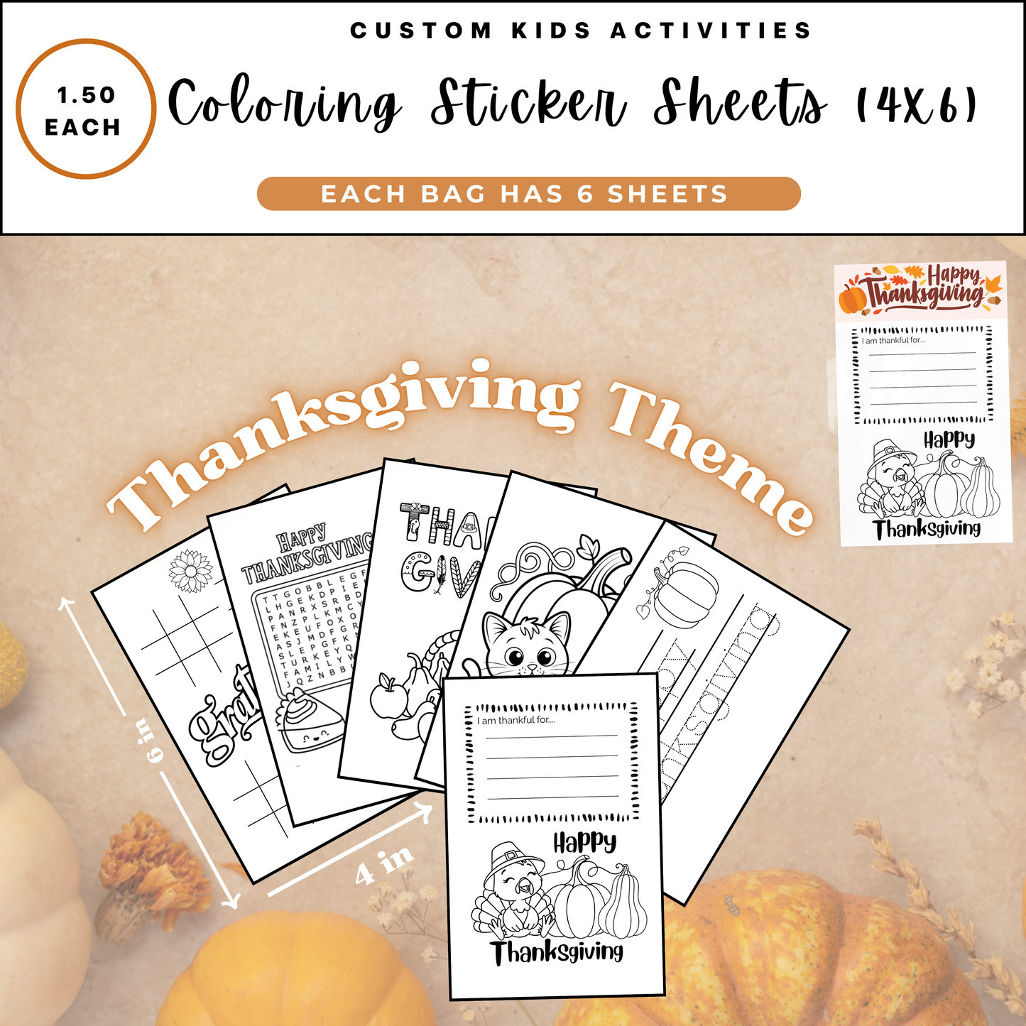 Party Favor Coloring sheets Thanksgiving theme